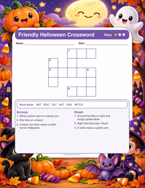 Friendly Halloween short activity sample preview