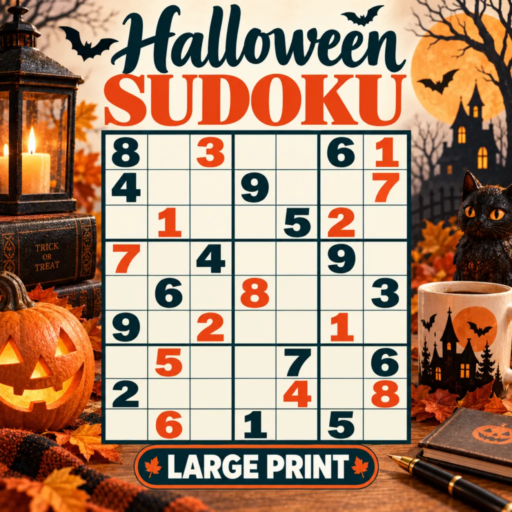 Halloween Sudoku Large Print for Seniors – printable PDF cover