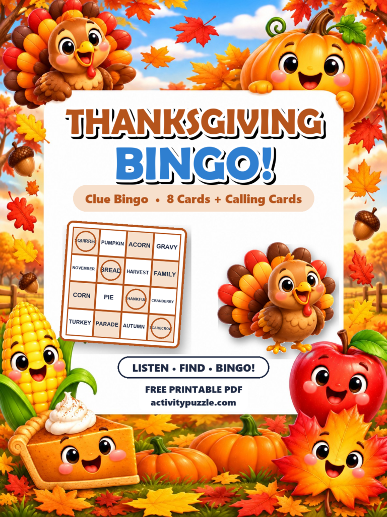 Thanksgiving Clue Bingo (Grades 2-4) printable cover