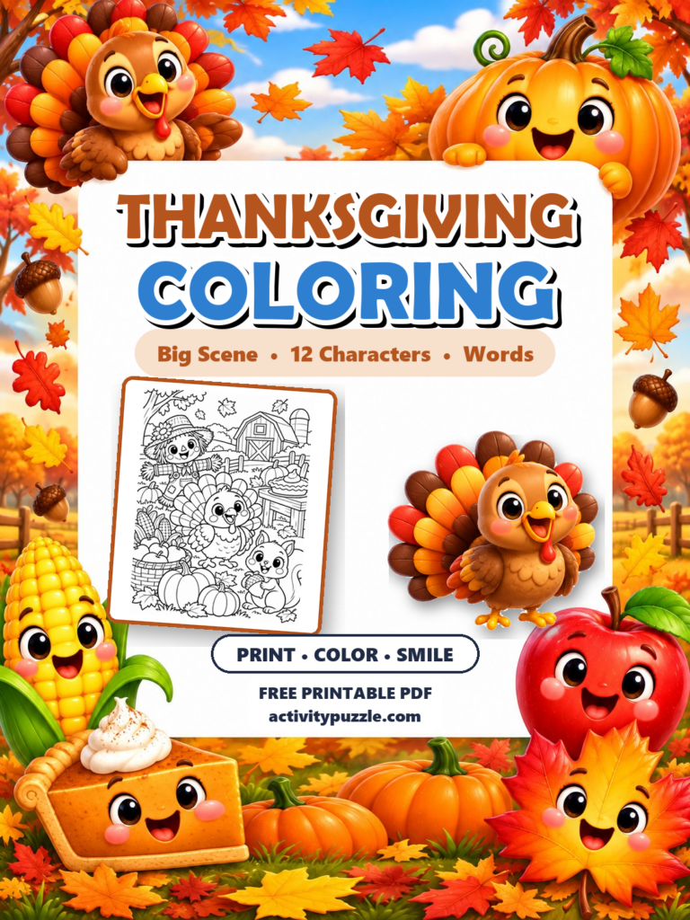 Thanksgiving Coloring Pages (Grades 2-4) printable cover