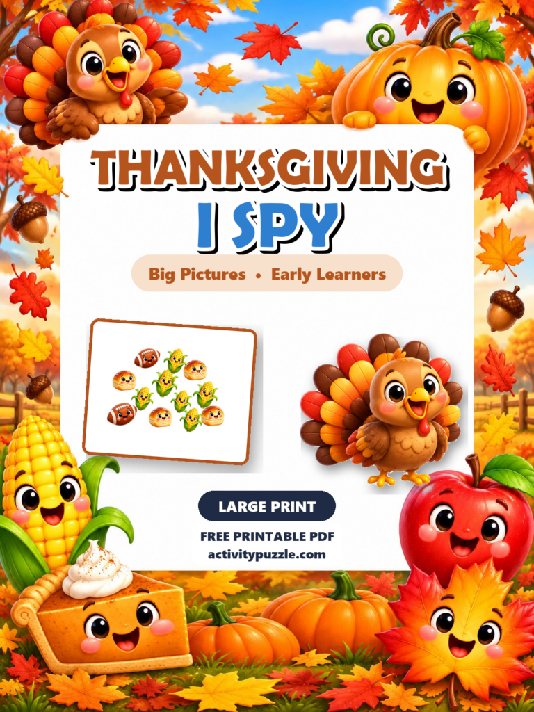 Thanksgiving I Spy Large Print (Early Learners) printable cover