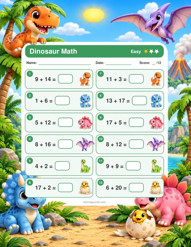 Dinosaur first page printable preview