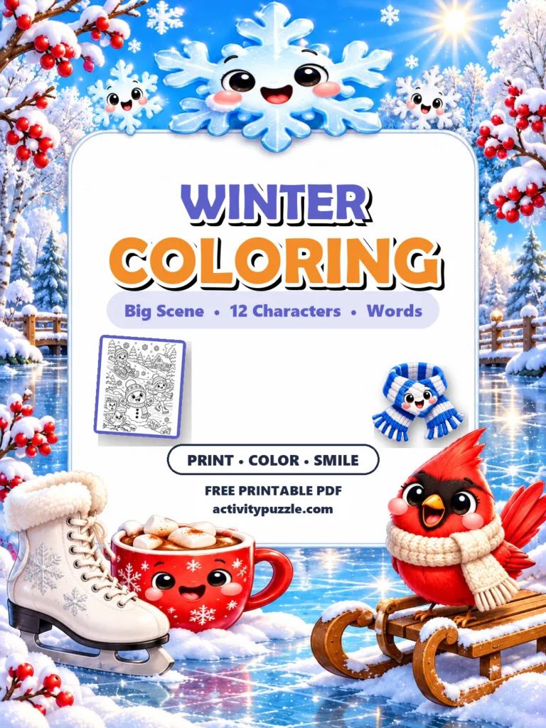 Winter Coloring Pages (Grades 2-4) – printable PDF cover