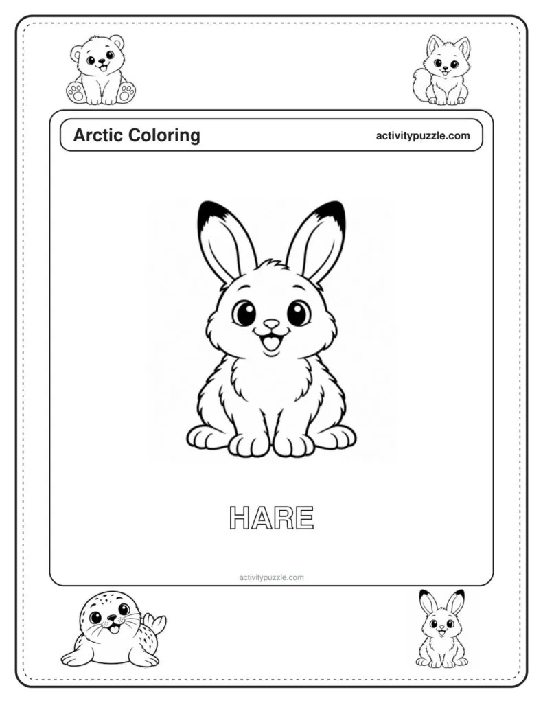 Arctic Hare Coloring Page for Kids (Arctic) — page 1