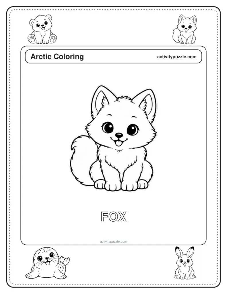 Arctic Fox Coloring Page for Kids — page 1