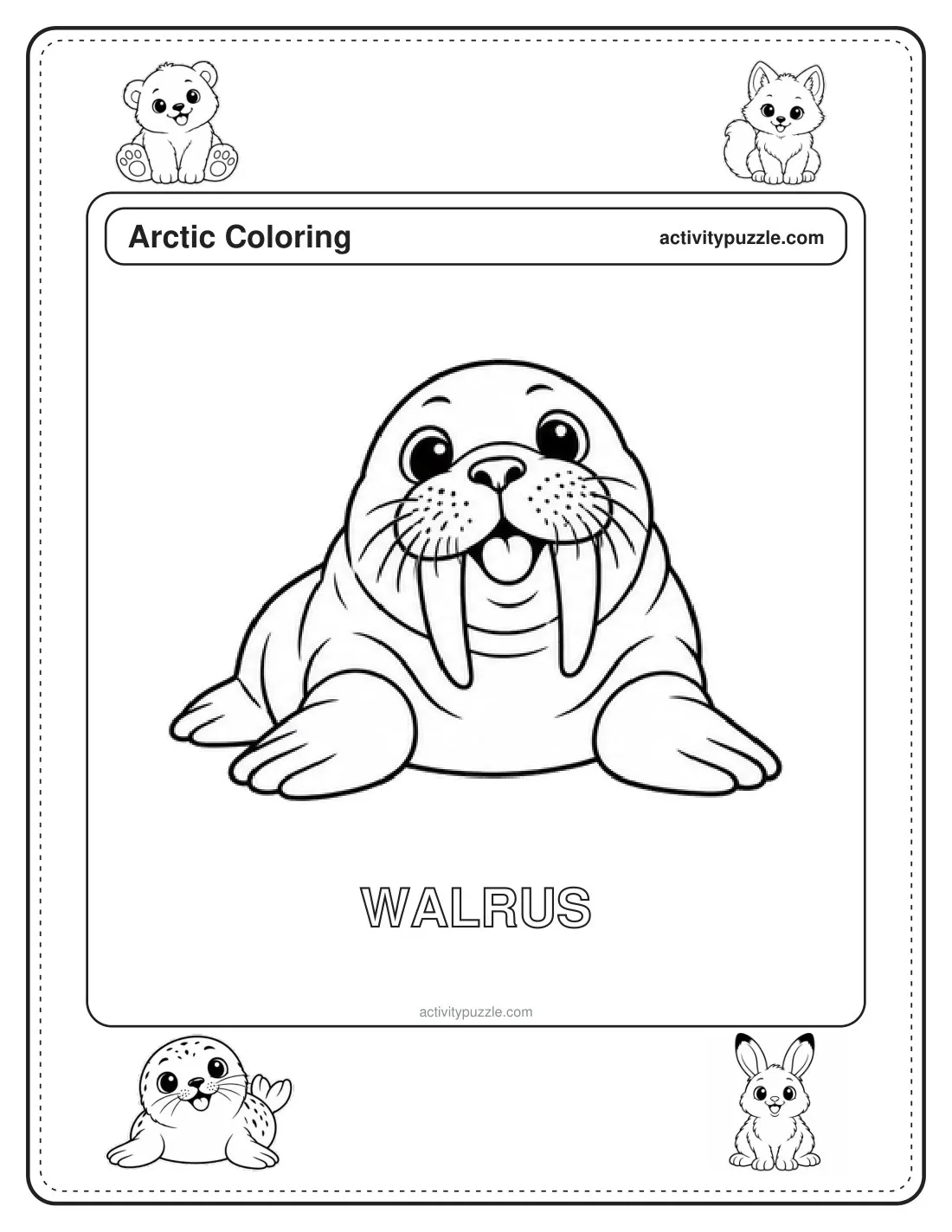 Walrus Coloring Page for Kids — page 1