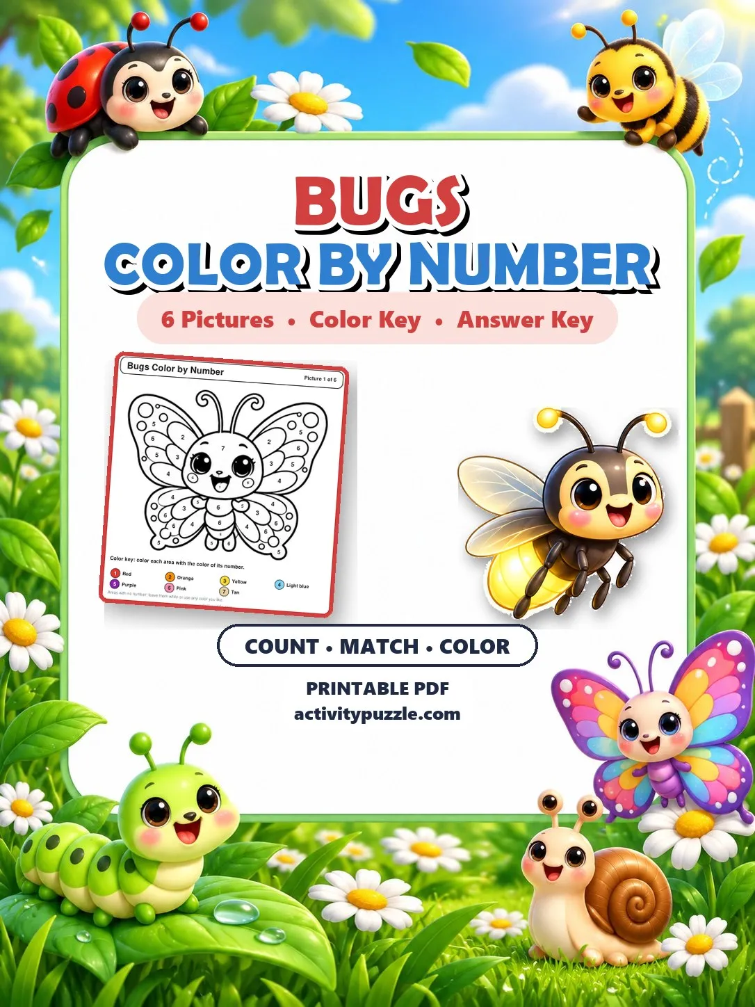 Bugs Color by Number – printable PDF cover