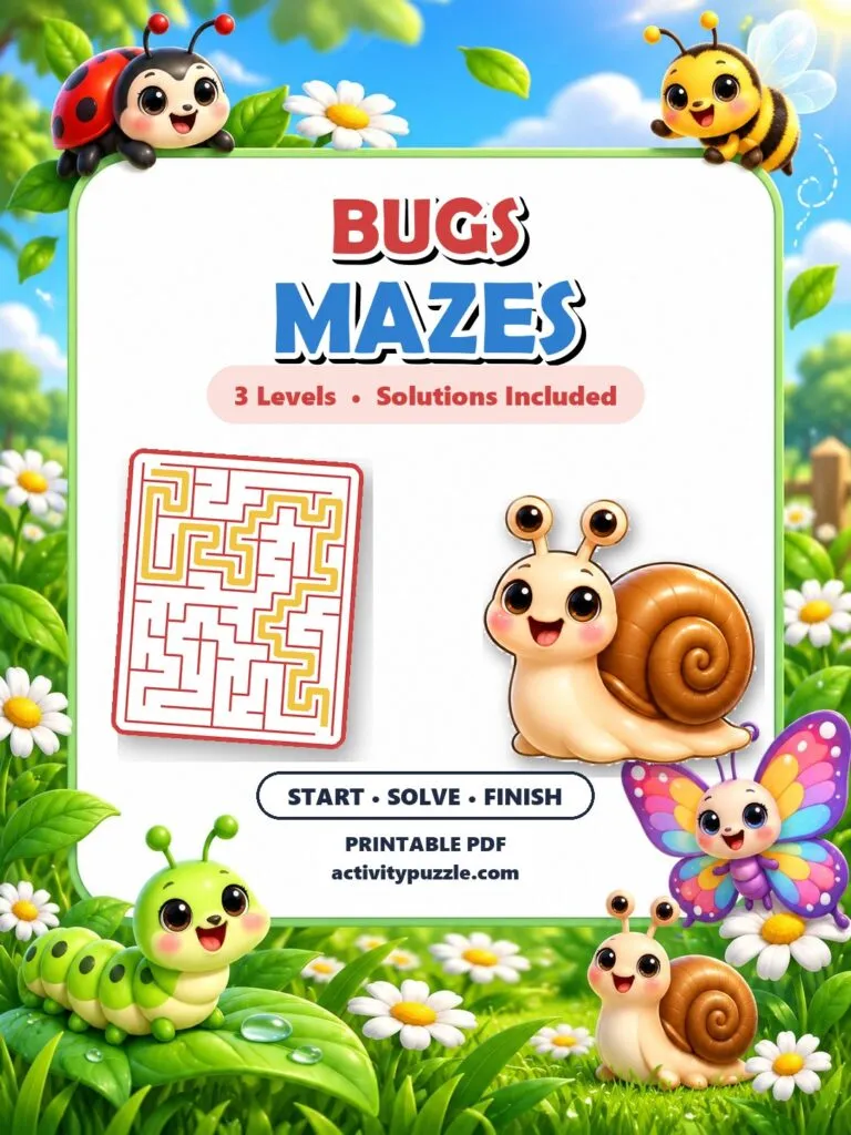 Bugs Maze Puzzles (Grades 2-4) – printable PDF cover