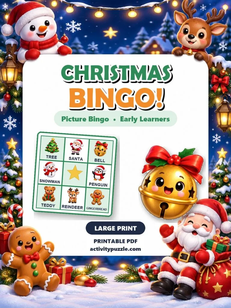 Christmas Picture Bingo Large Print (Early Learners) – printable PDF cover