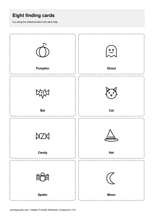 Hidden Halloween kit: game cards