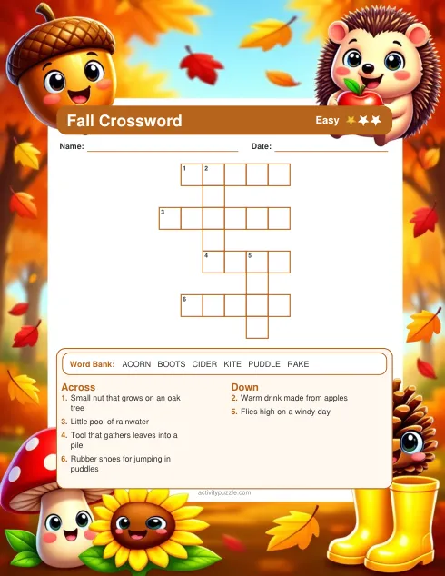 First puzzle in the two-puzzle Fall crossword sample