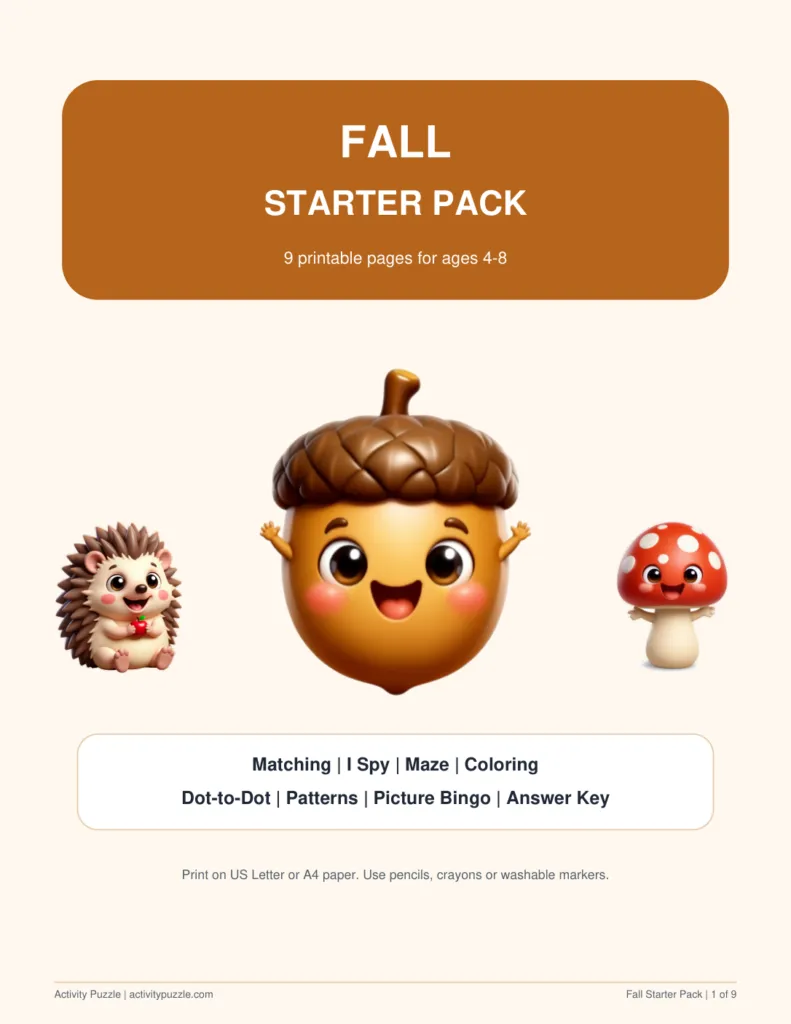 Cover of the free Fall Starter Pack for kids