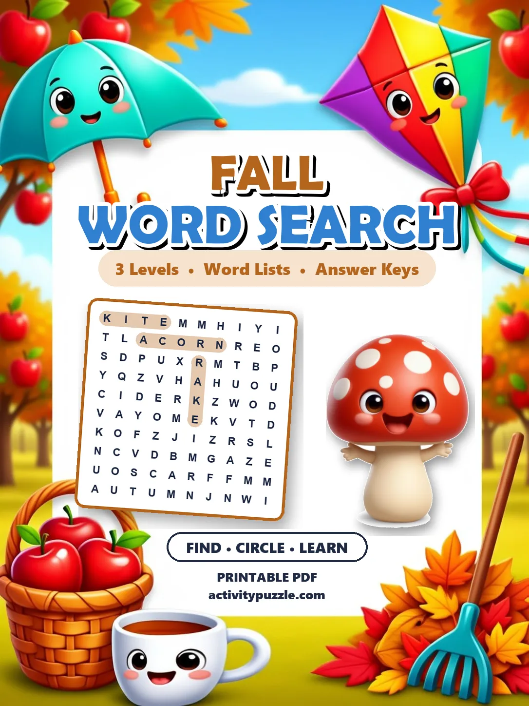 Cover of Fall Word Search Puzzles (Grades 2-4)