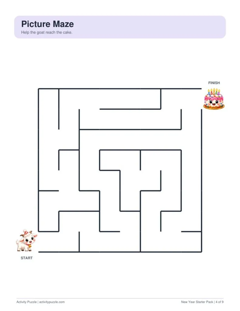 New Year Starter Pack – maze page preview