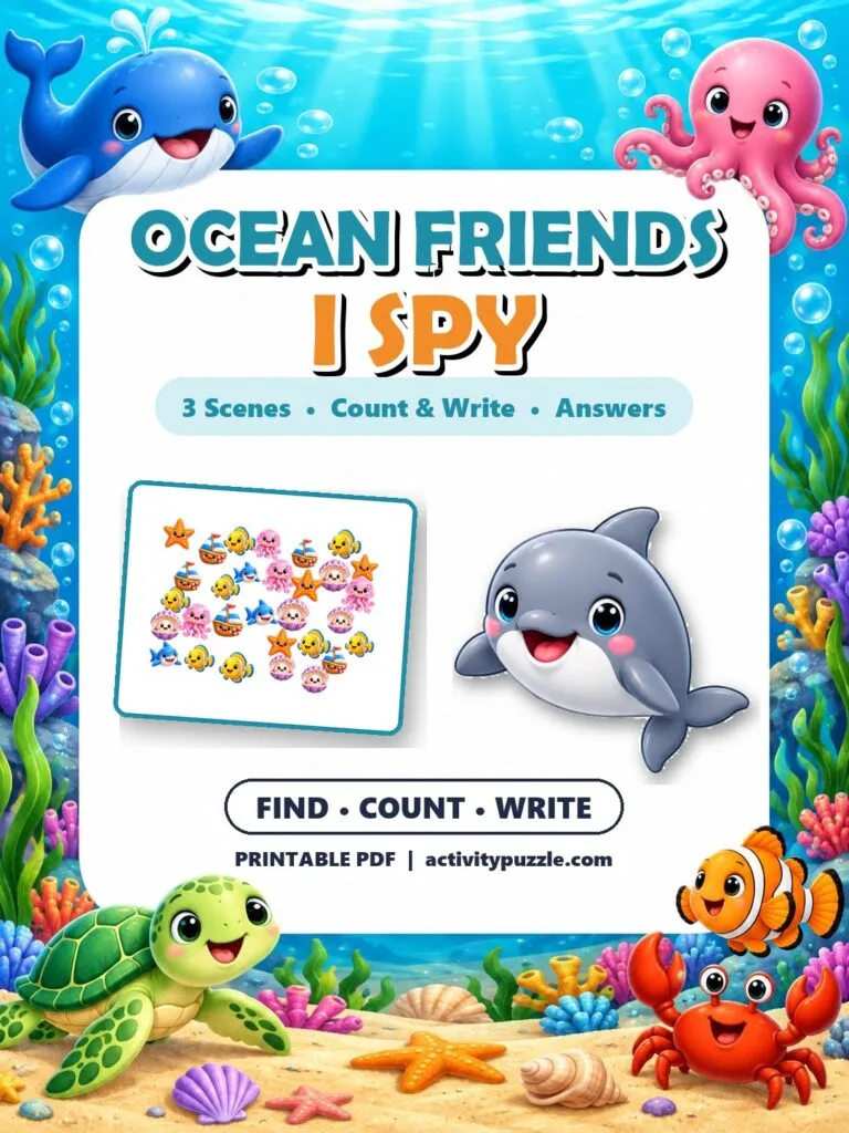 Ocean Friends I Spy Count and Find (Grades 2-4) – printable PDF cover