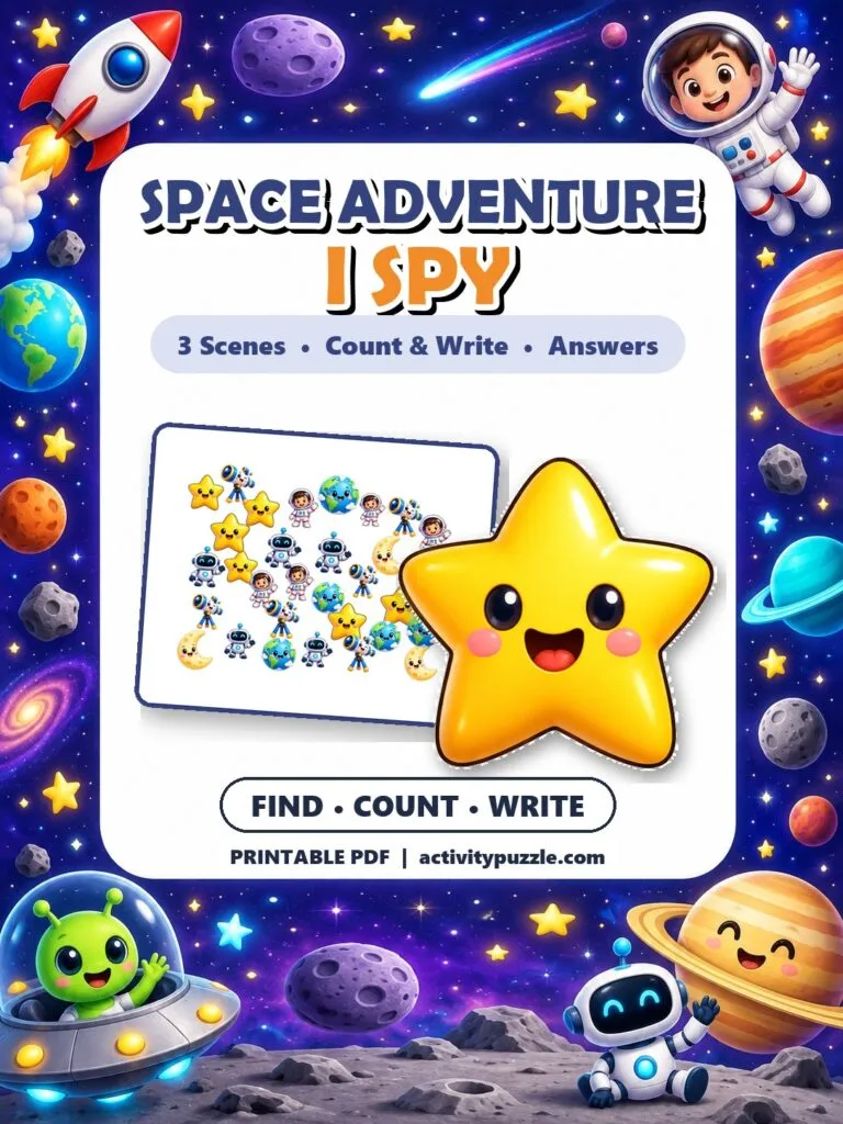 Space Adventure I Spy Count and Find (Grades 2-4) – printable PDF cover