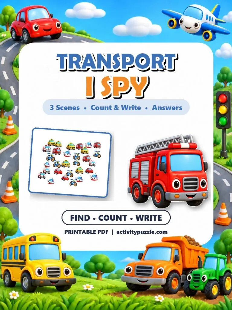 Transport I Spy Count and Find (Grades 2-4) – printable PDF cover