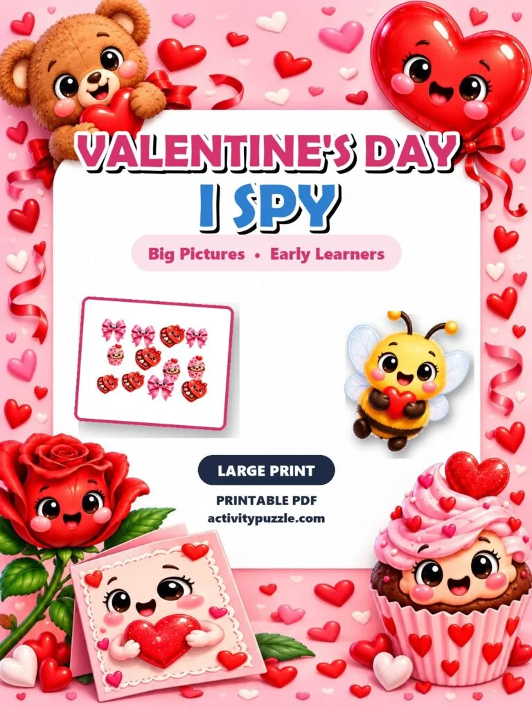 Valentine’s Day I Spy Large Print (Early Learners) – printable PDF cover