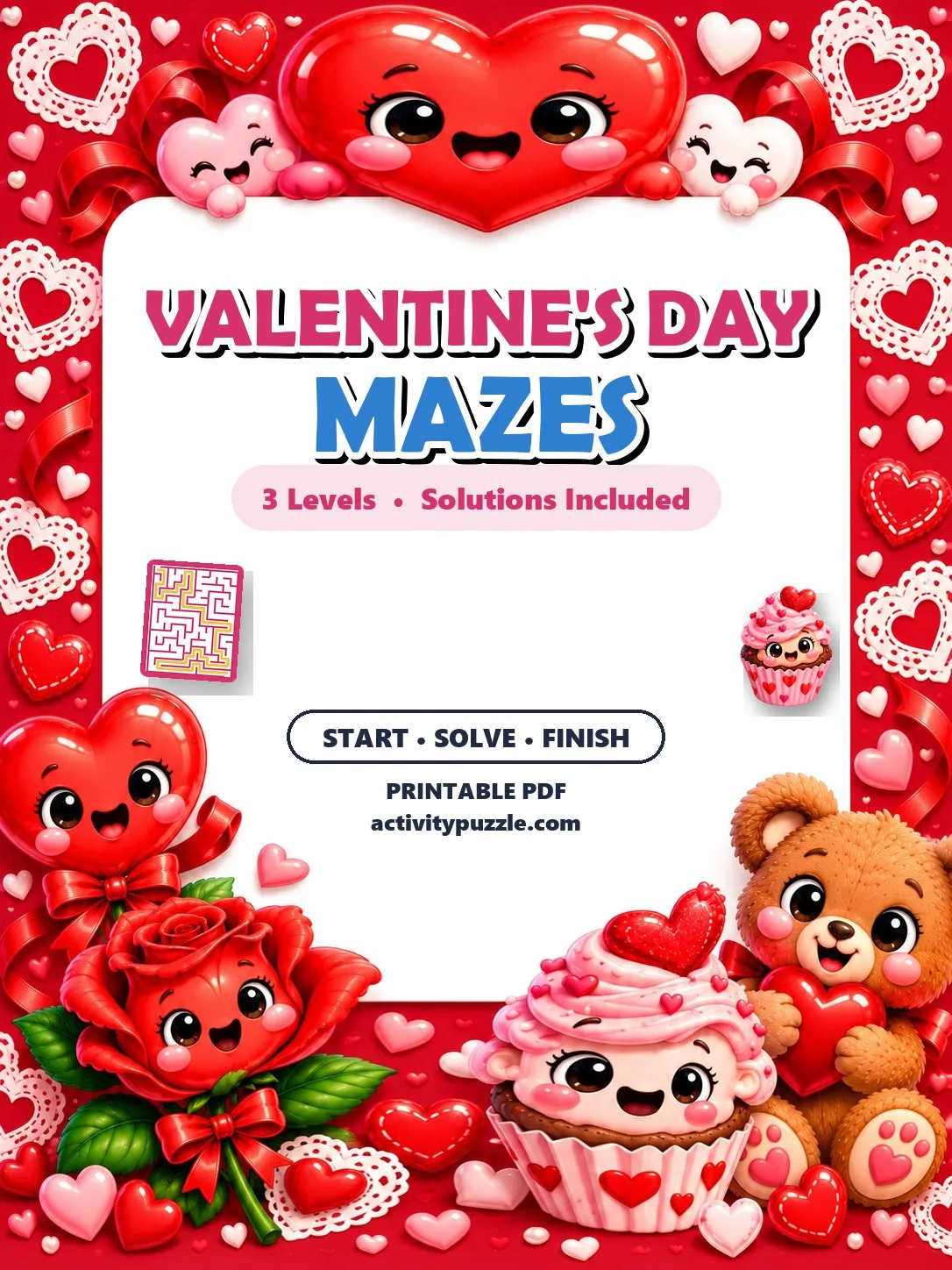 Valentine’s Day Maze Puzzles (Grades 2-4) – printable PDF cover