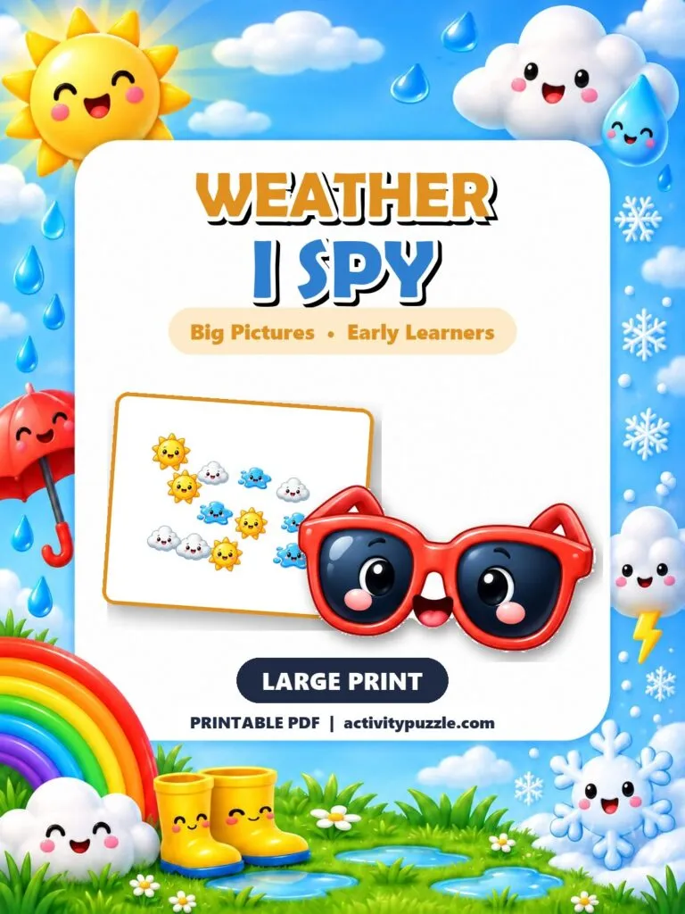 Weather I Spy Large Print (Early Learners) – printable PDF cover
