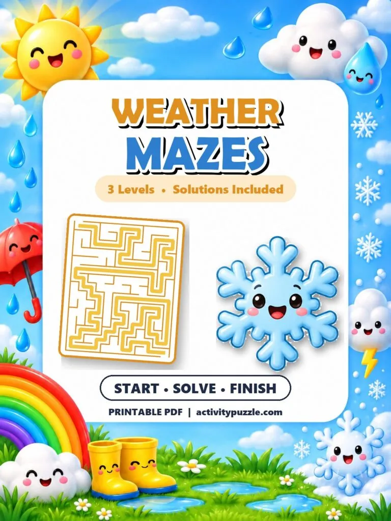 Weather Maze Puzzles (Grades 2-4) – printable PDF cover