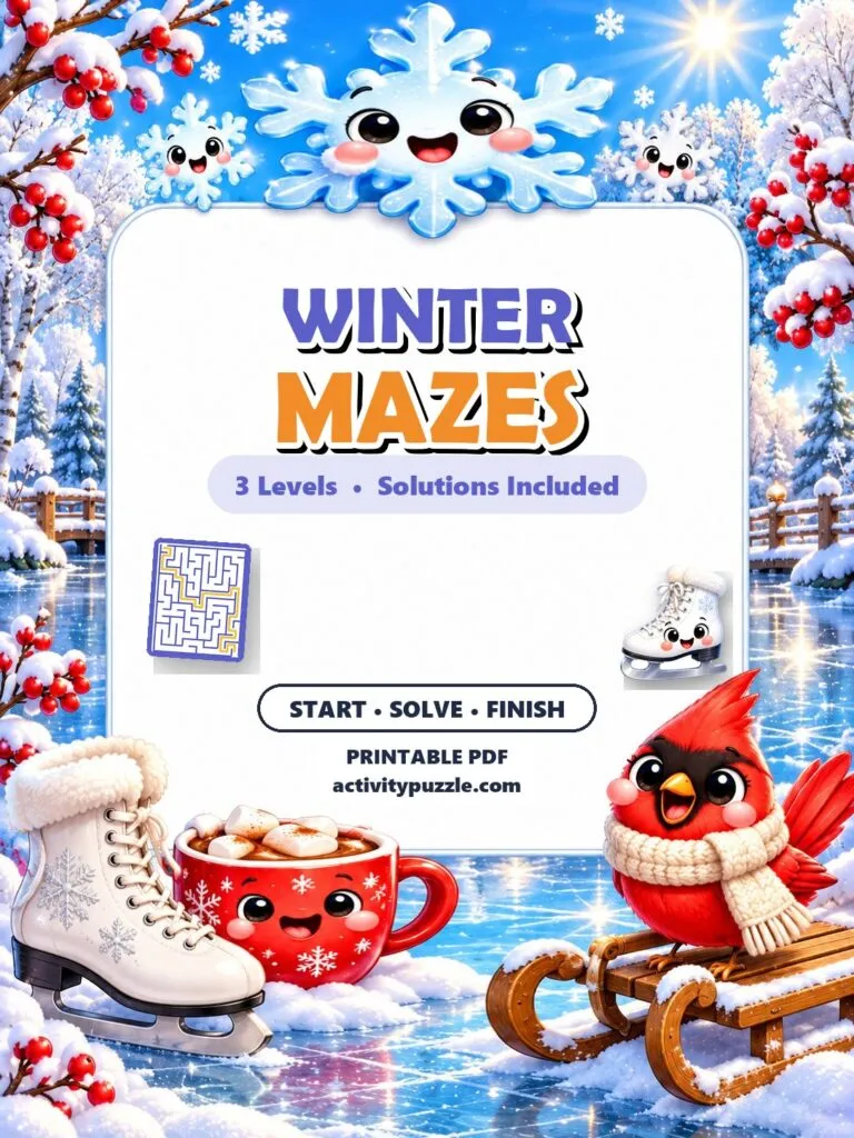 Winter Maze Puzzles (Grades 2-4) – printable PDF cover